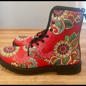 Vegan leather mandala boots